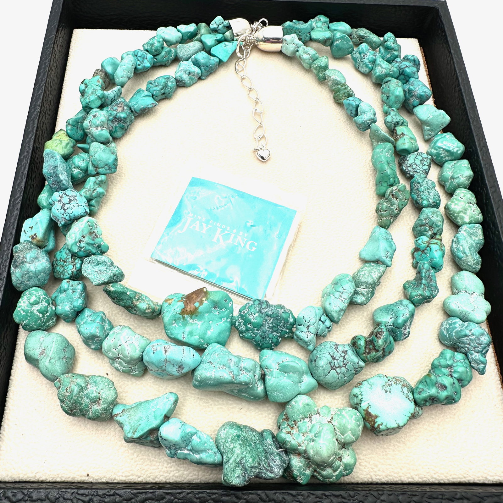 Jay King Mine Finds Big Carico Lake Turquoise Sterling Silver 3 Strand Necklace 16 to 18 Inch: Jay King Mine Finds Big Carico Lake Turquoise Sterling Silver 3 Strand Necklace 16 to 18 Inch Wearable Length