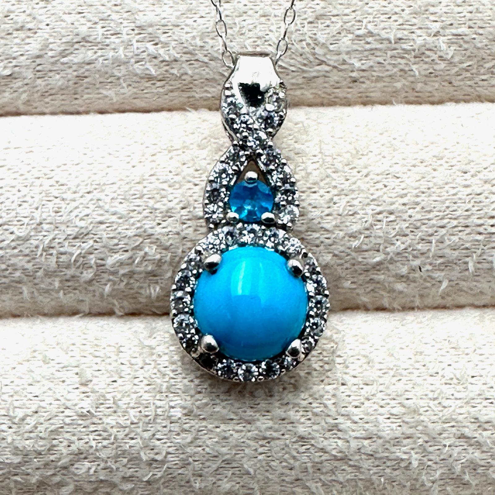 D Joy Turquoise Blue And White Topaz Pendant Sterling Silver Necklace 18 Inch Chain: D Joy Turquoise Blue And White Topaz Pendant Sterling Silver Necklace 18 Inch Chain