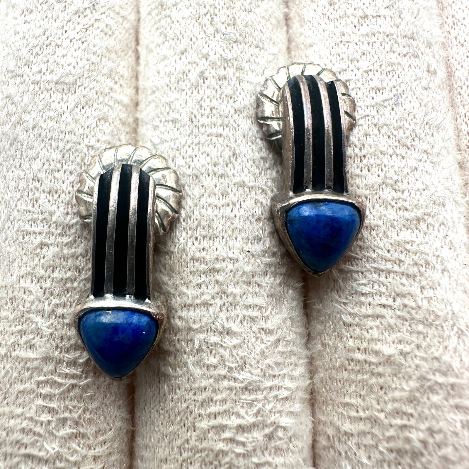 Blue Lapis Lazuli Sterling Silver Pierced Earrings 1 Inch (1 of 2)