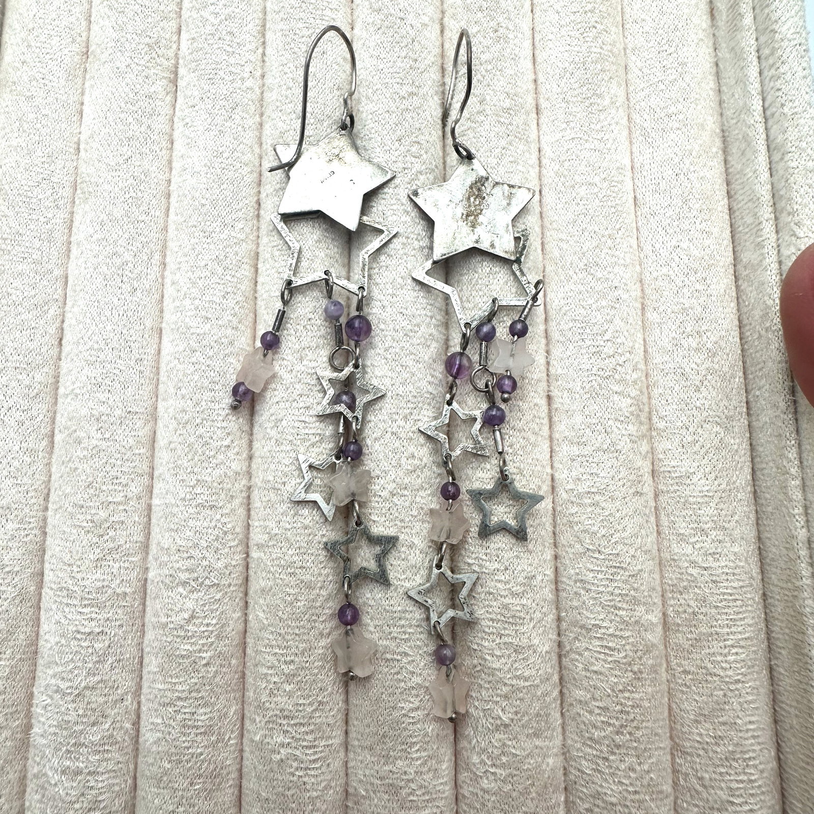 Artisan Design Gemstone Sterling Silver Pierced Chandelier Earrings 4 inch Length: Artisan Design Gemstone Sterling Silver Pierced Chandelier Earrings 4 inch Length
