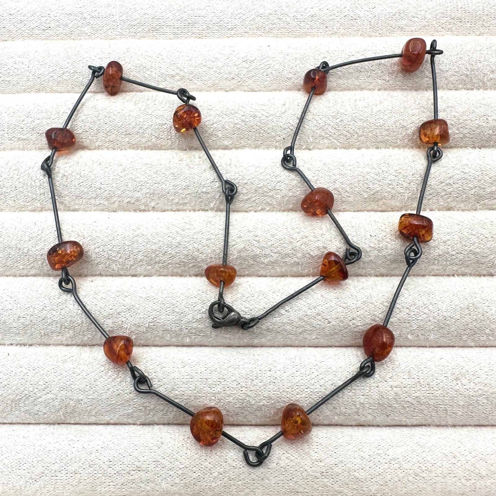 Vintage Older Natural Amber Sterling Silver Necklace 16 Inch Wearable Length: Vintage Older Natural Amber Sterling Silver Necklace 16 Inch Wearable Length