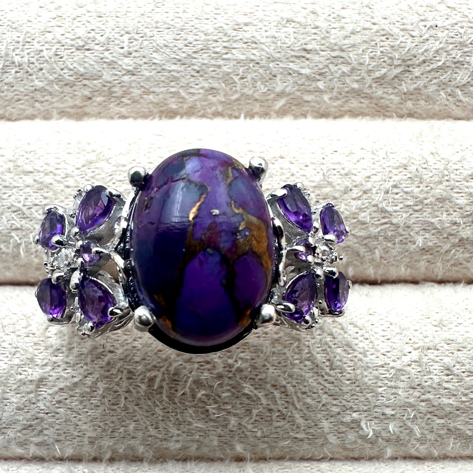 Purple Mohave Turquoise and Amethyst Sterling Silver Ring Size 10: Purple Mohave Turquoise and Amethyst Sterling Silver Ring Size 11