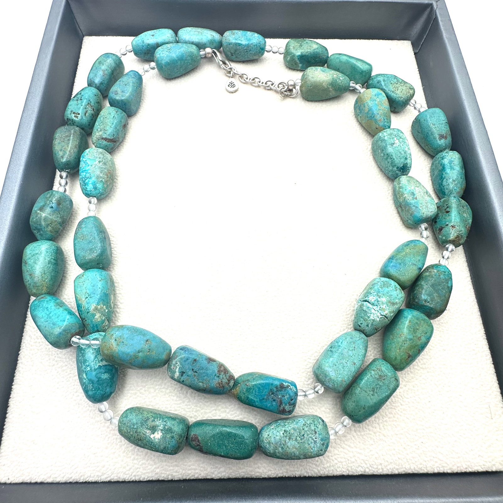 Barse Turquoise Bead Sterling Silver Necklace 38 Inch Single Strand: Barse Turquoise Bead Sterling Silver Necklace 38 Inch Single Strand