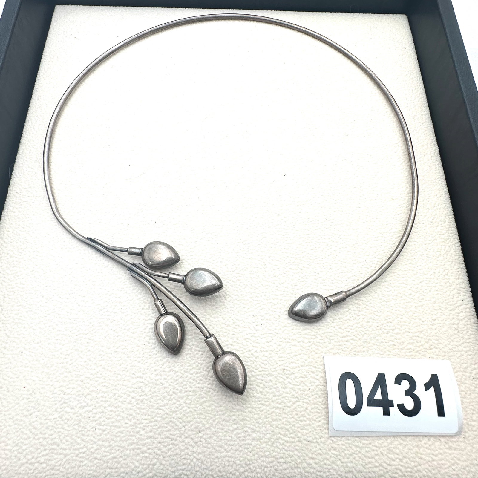 Vintage Signed HOB Sterling Silver Artisan Choker Torque Necklace (1 of 3)