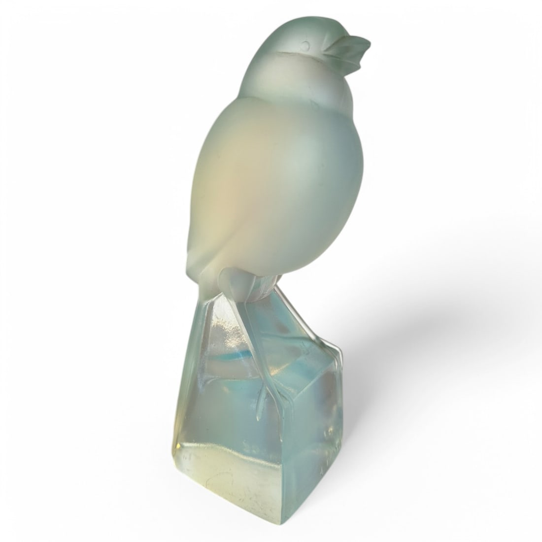 Frosted Crystal Bird Sculpture Signed J Martel, Art Deco Lalique-Style, Opalescent, France (1 of 9)