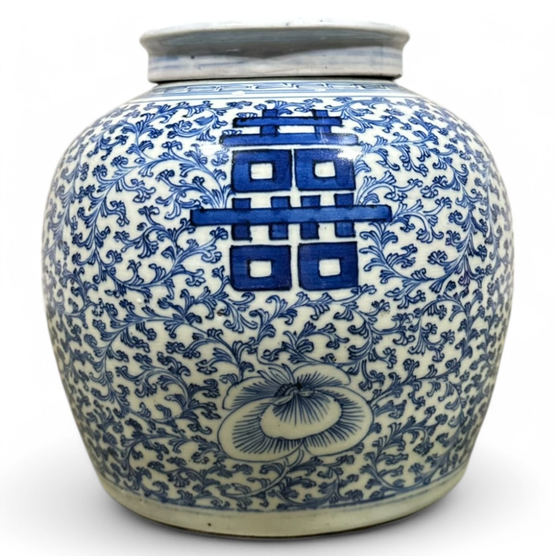 NO RESERVE-Antique Chinese Blue & White Porcelain Double Happiness Jar, Certificate of Antiquity (1 of 10)