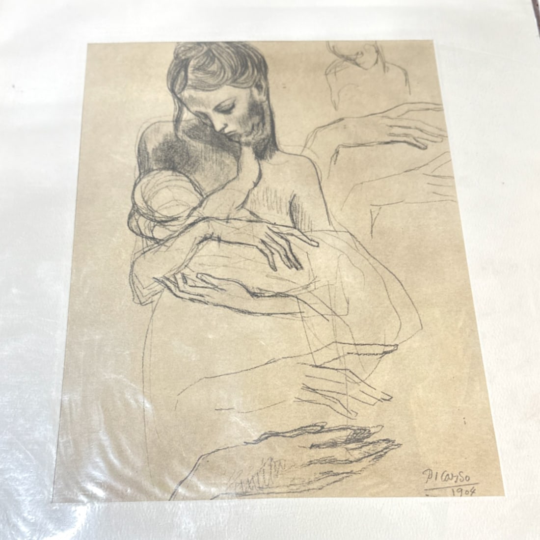 NO RESERVE-Pablo Picasso Lithograph 'Mother, Child and Four Studies for a Right Hand' c. 1904 (1 of 5)