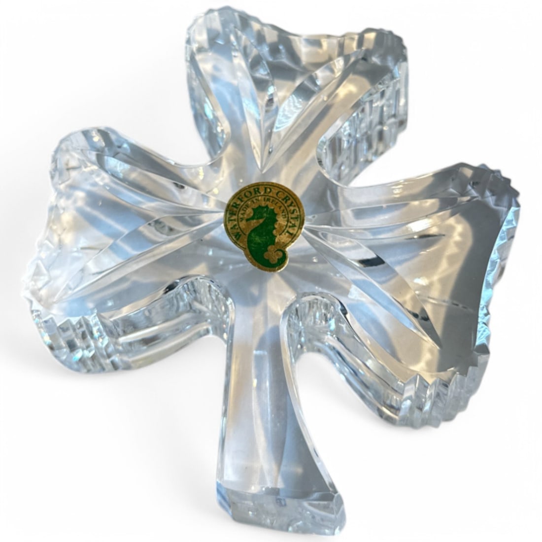 NO RESERVE- Waterford Crystal Shamrock Paperweight, Original Box, Ireland (1 of 5)