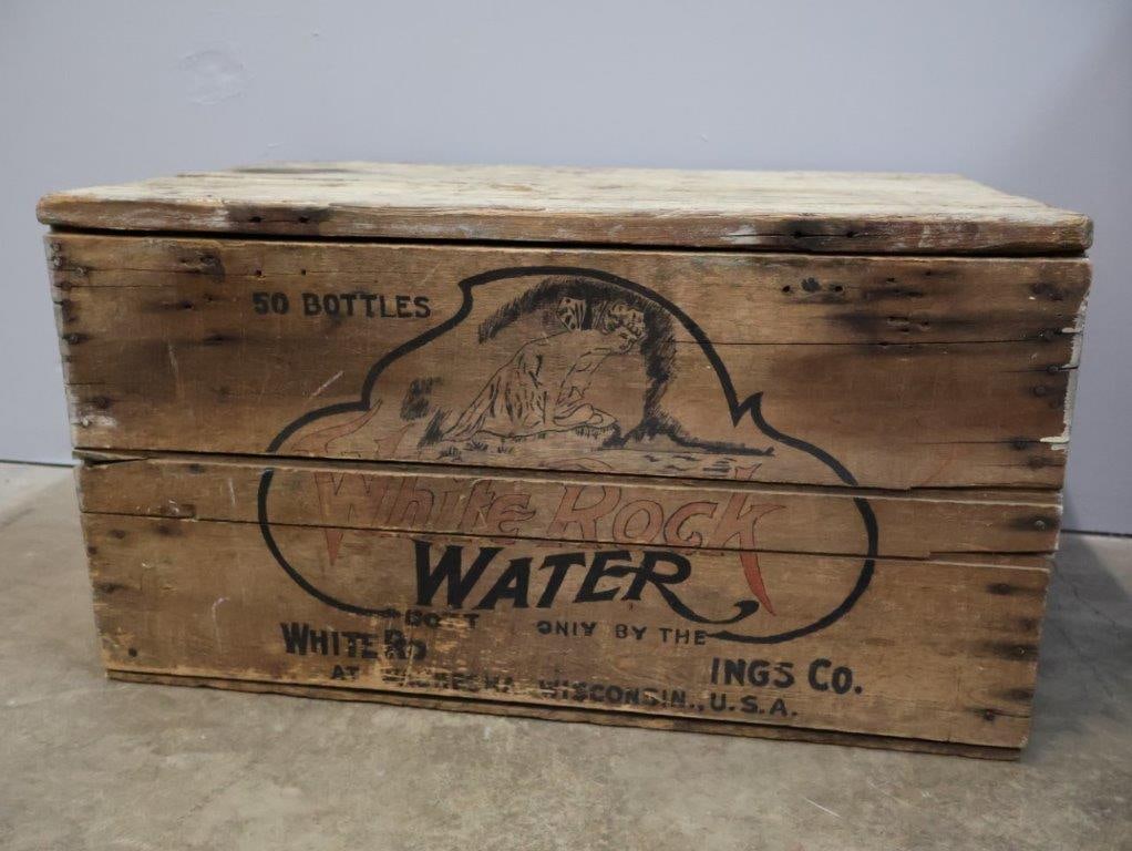 Antique White Rock Water Wooden Crate Lid (1 of 10)