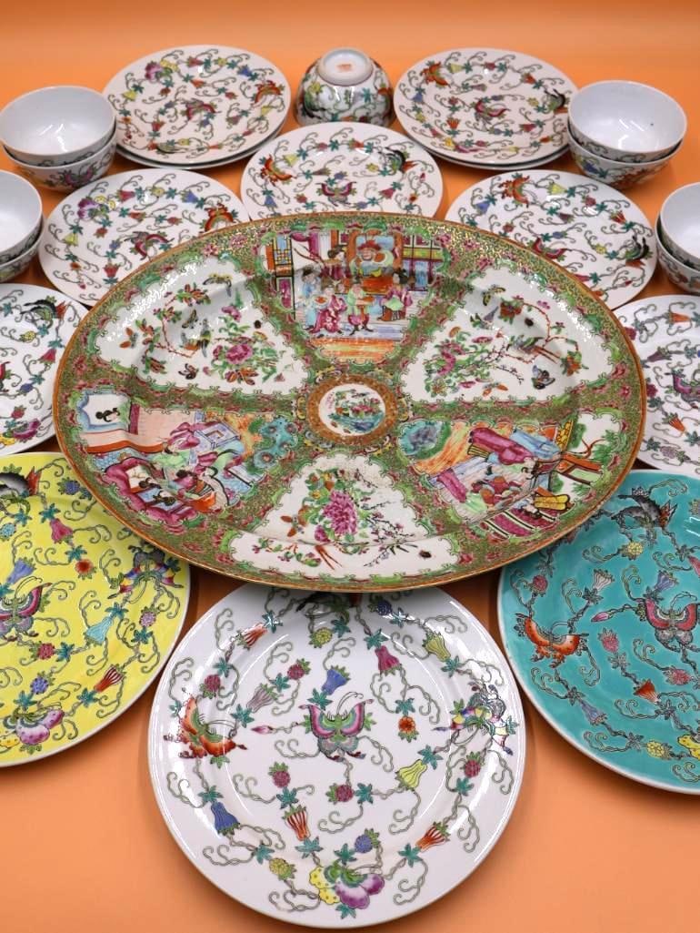 Collection of Chinese Antique and Collectible China: Bowls, Plates all Hand painted.