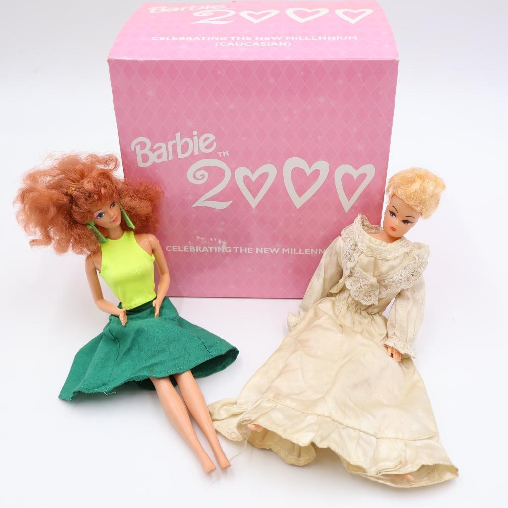 Vintage Rockers Barbie Doll, Barbie Millenium Snow Globe, and Vintage Doll: Avon Barbie Celebrating the New Millenium 2000 snowglobe 6"