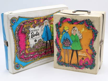 Two Vintage 1968 The World of Barbie Doll Trunk and Double Doll Case: Please see all photos for condition