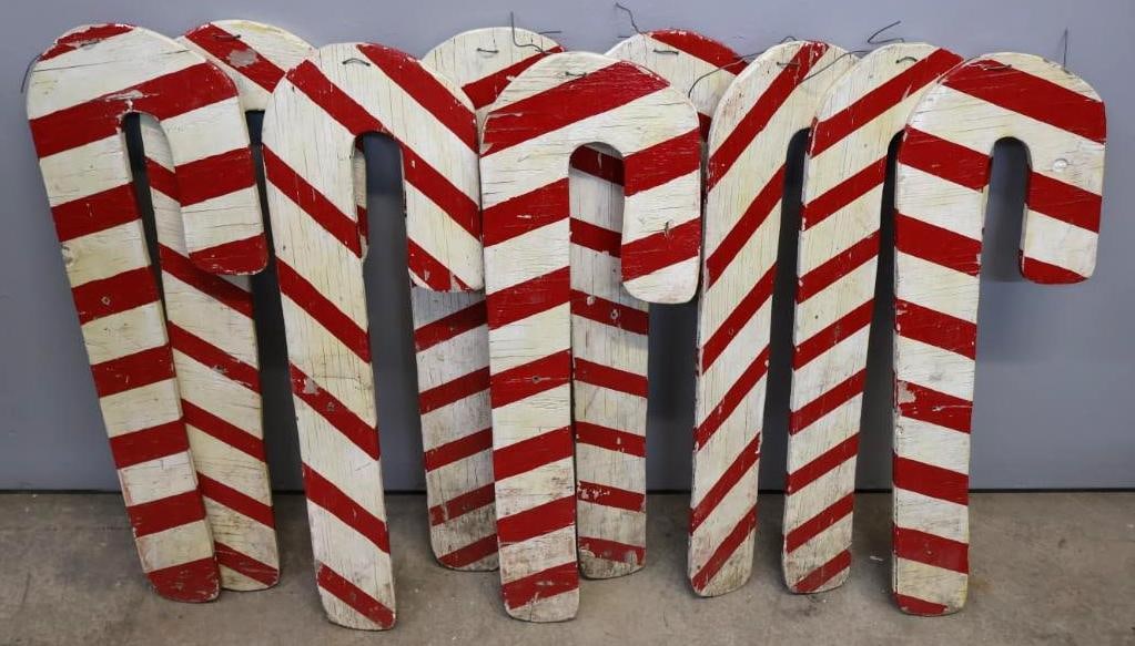 Collection of Homemade Wood Cutout Painted Candy Canes (1 of 7)