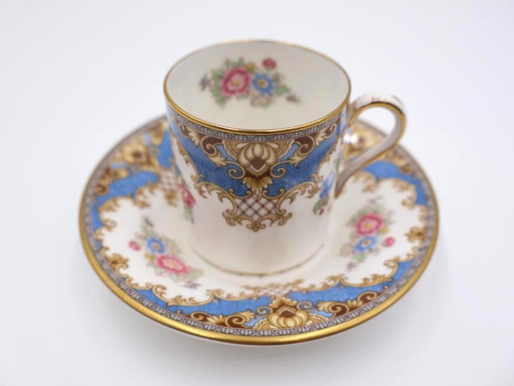 Vintage Shelley Blue Sheraton Bone China Tea Cup and Saucer: 13291 Sheraton Blue Shelley brand tea cup