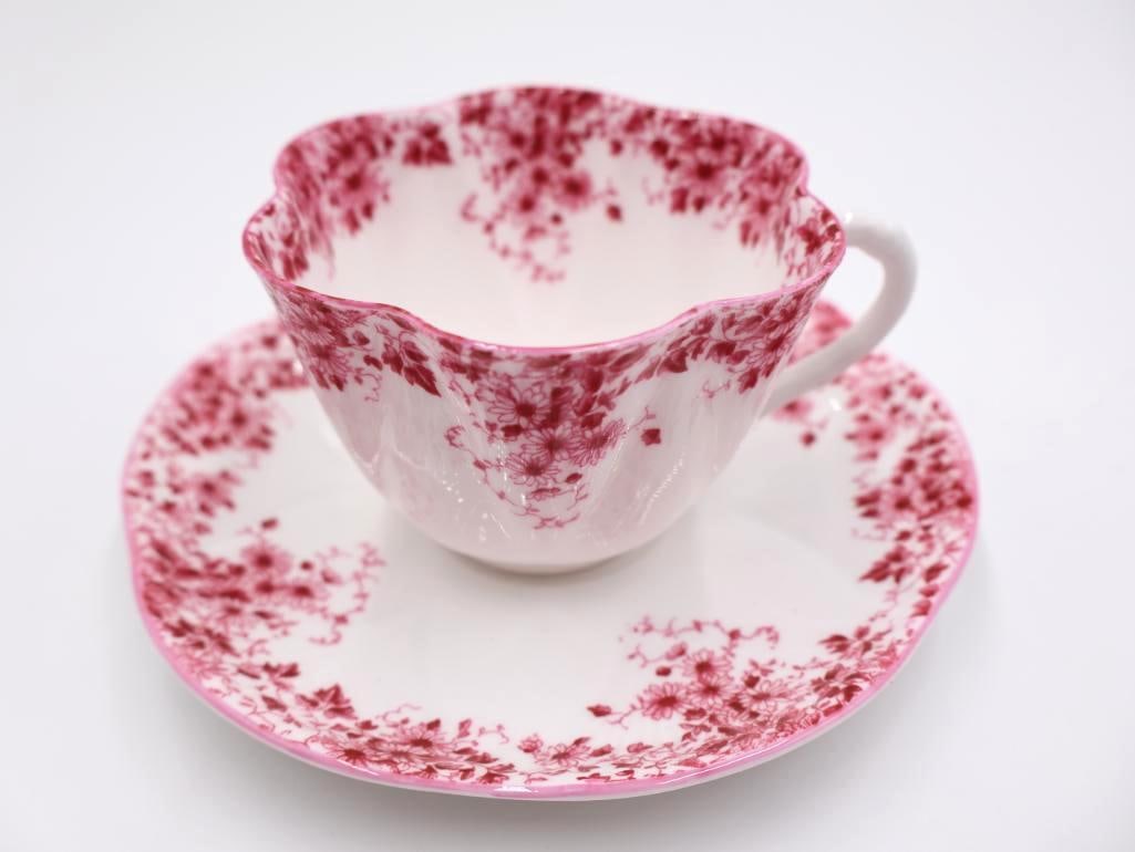 Vintage Shelley Dainty Pink Tea Cup and Saucer: Sought after Shelley brand tea cup and saucer, Danity Pink 051/P Fine Bone China England