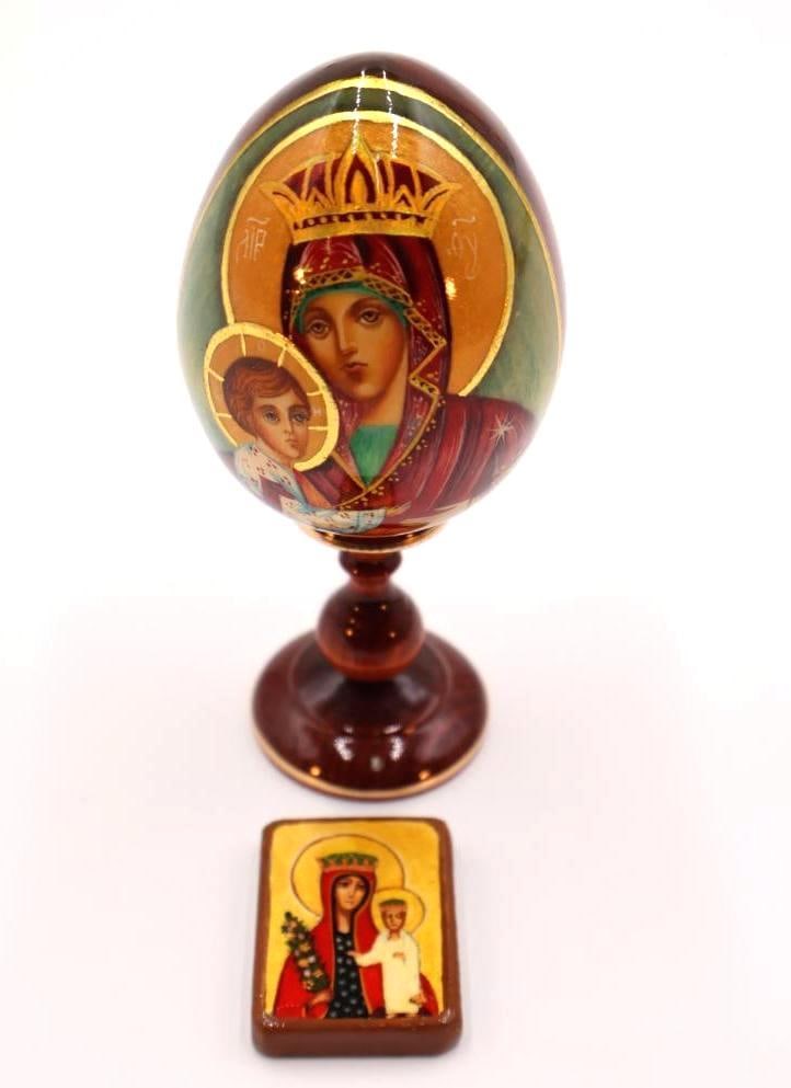 Hand Painted Russian Wood Egg and Small Hand Painted Icon (1 of 8)