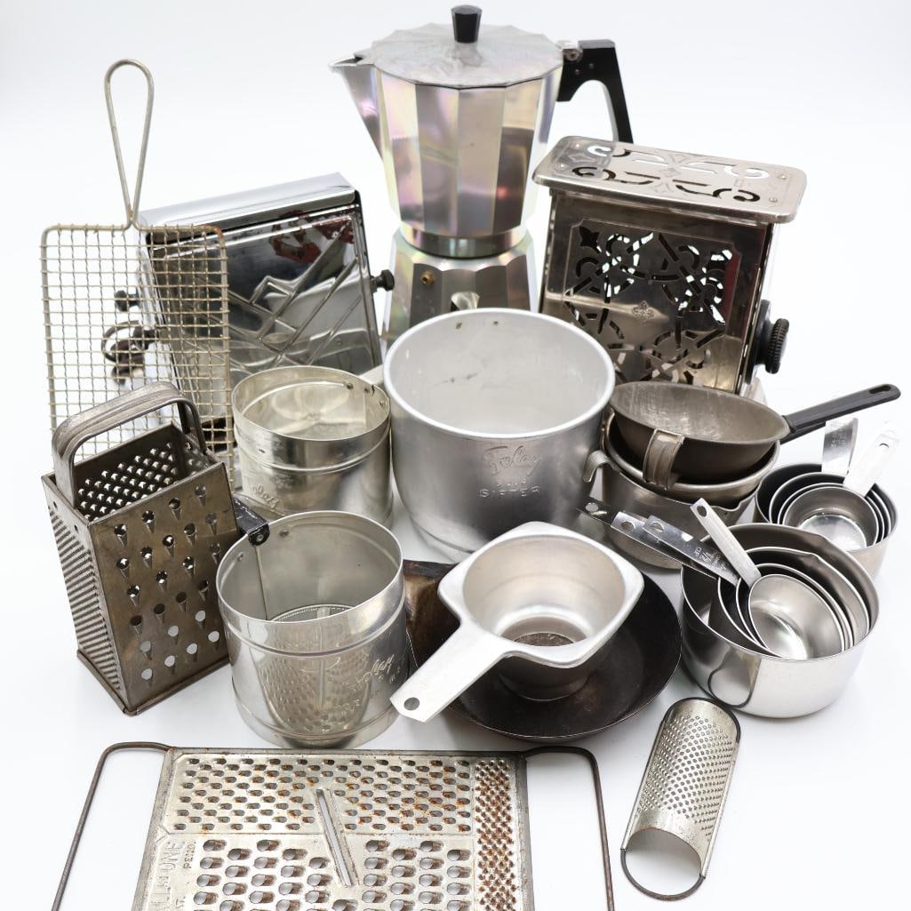 Large Collection of Kitchen Items including Antique Toasters and Percolator (1 of 20)