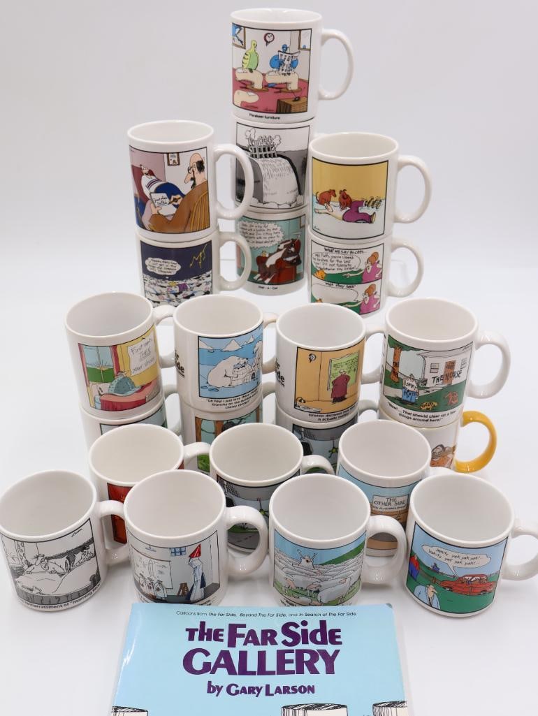 Large Collection of Far Side Gallery Mugs: Also includes one The Far Side Cartoon Book