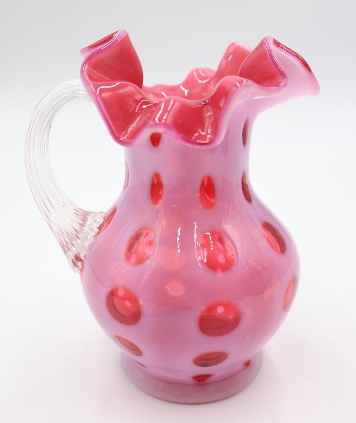 Fenton Cranberry Opalescent Coin Dot Glass Pitcher (1 of 6)