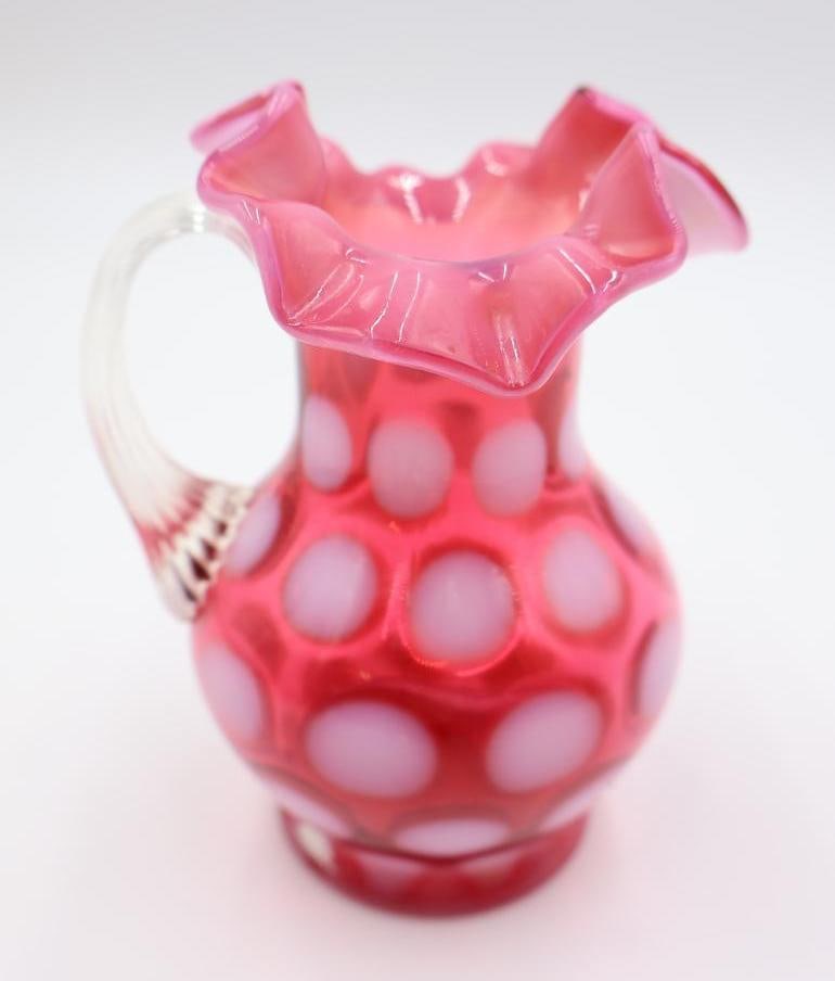 Fenton Cranberry Opalescent Coin Dot Glass Pitcher (1 of 6)