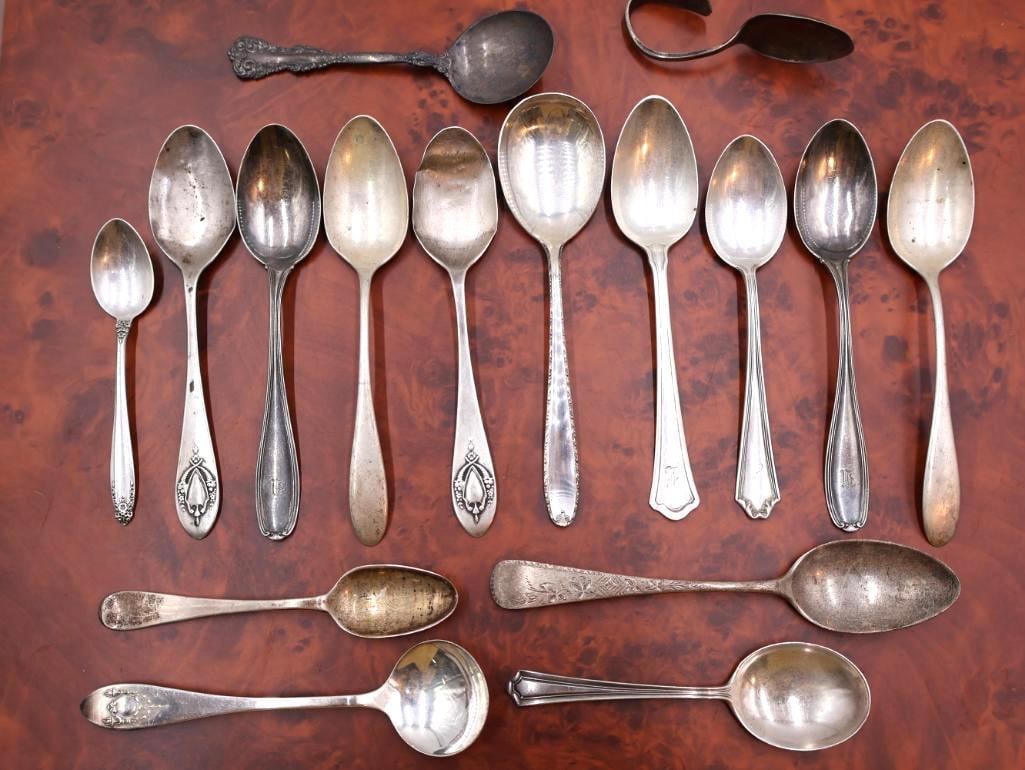 Sixteen Antique Sterling Spoons (1 of 10)