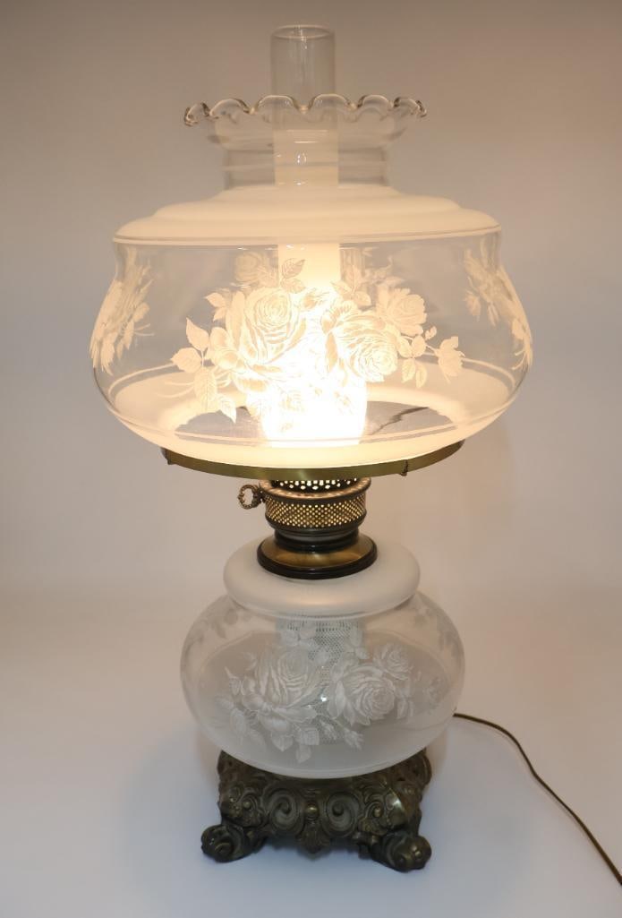 White Rose AMERICAN Gone With The Wind Electric Table Table Lamp with glass shade chimney (1 of 8)