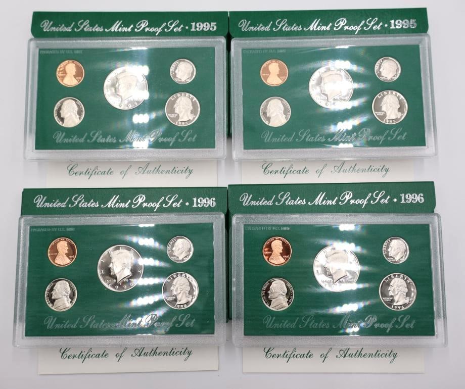 Four United States Mint Proof Sets, 1995 and 1996 (1 of 5)