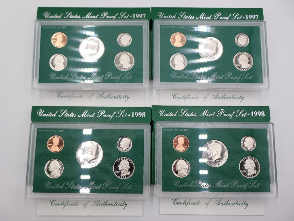 Four United States Mint proof sets from 1997 and 1998 (1 of 5)