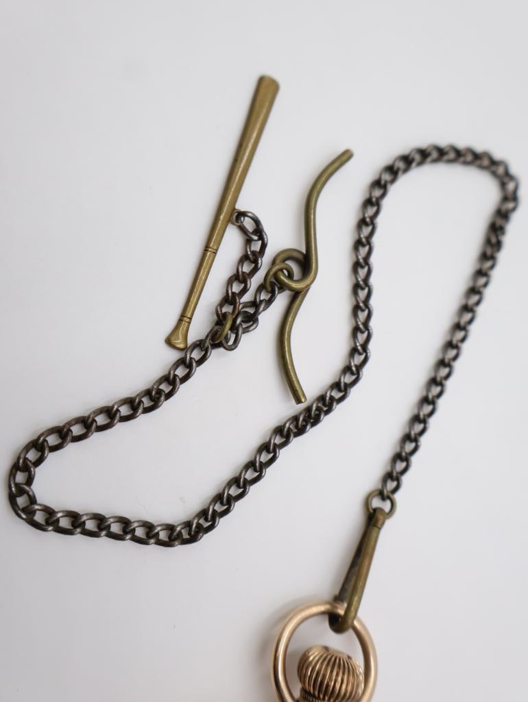 Antique Hamilton railroad-grade open-face pocket watch with Baseball Bat Ornate Chain - 6