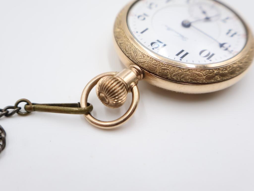 Antique Hamilton railroad-grade open-face pocket watch with Baseball Bat Ornate Chain - 7