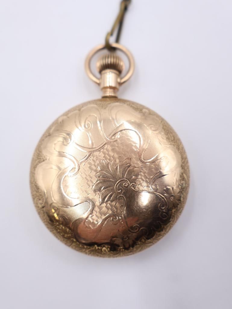 Antique Hamilton railroad-grade open-face pocket watch with Baseball Bat Ornate Chain - 8