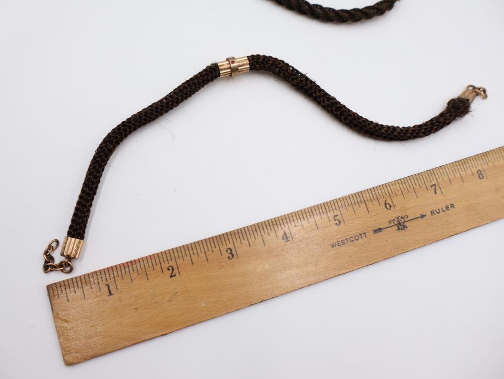 Victorian-era Hairwork Chain, a Picture Pin, and a Vintage Tintype Photo - 2