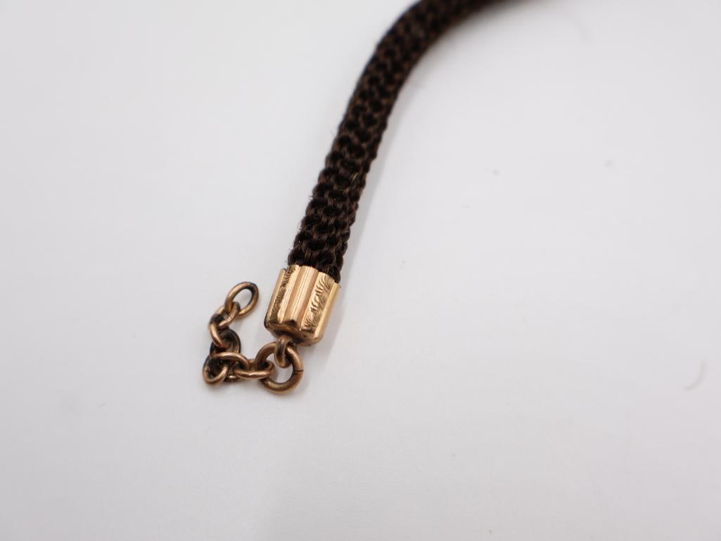 Victorian-era Hairwork Chain, a Picture Pin, and a Vintage Tintype Photo - 4