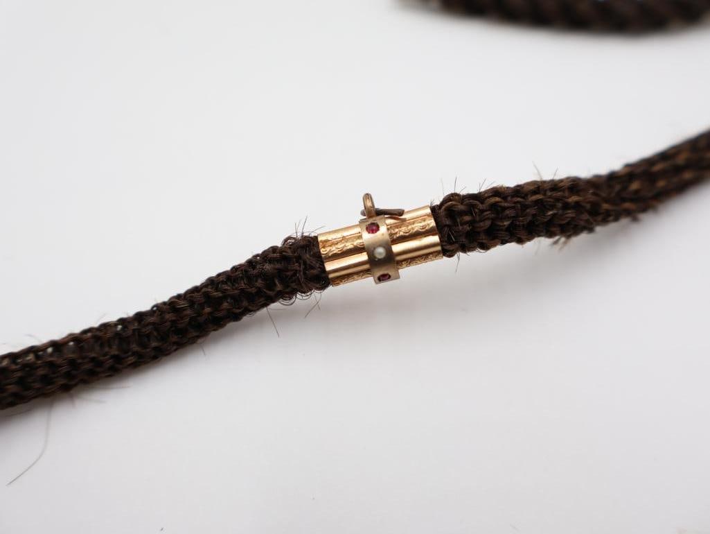 Victorian-era Hairwork Chain, a Picture Pin, and a Vintage Tintype Photo - 5