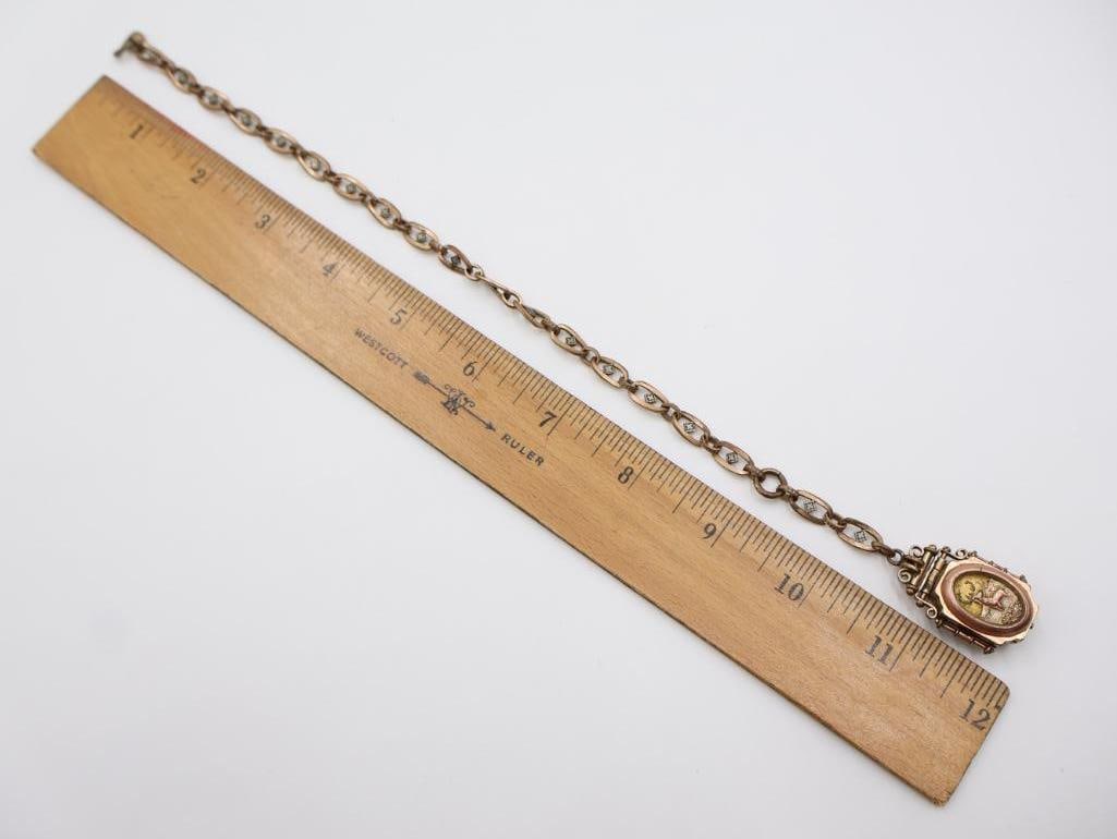 Antique Victorian gold-filled locket and chain featuring a deer motif - 3