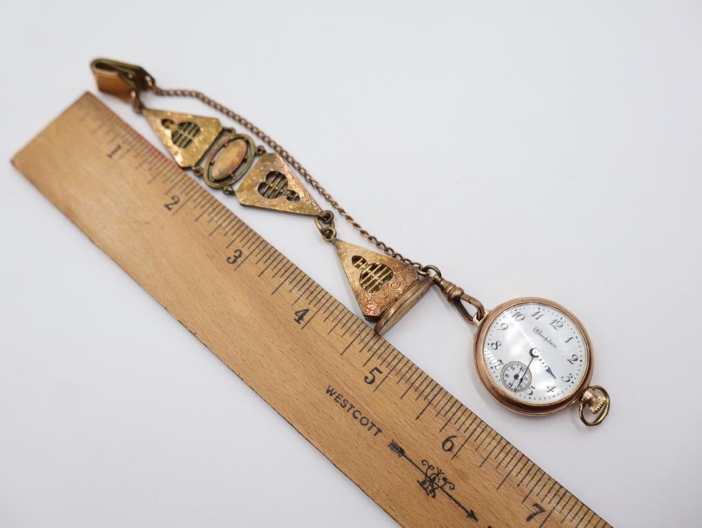 Antique Golld Gold Ladies Hampden "Molly Stark" gold filled and a matching chatelaine - 3