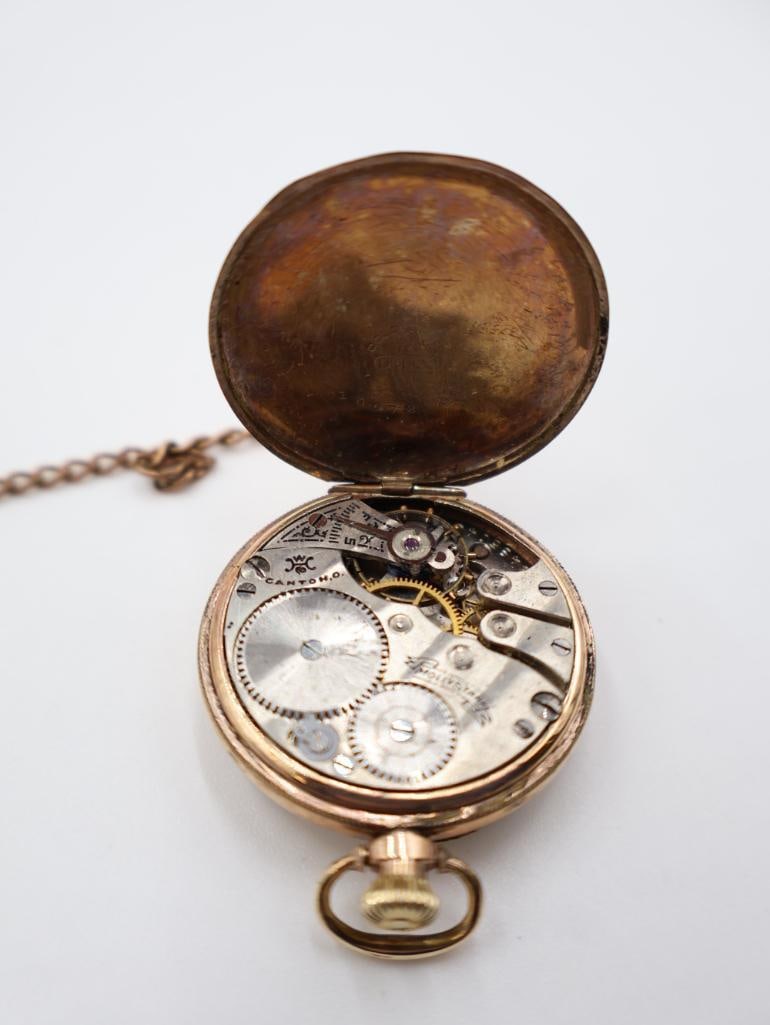 Antique Golld Gold Ladies Hampden "Molly Stark" gold filled and a matching chatelaine - 6