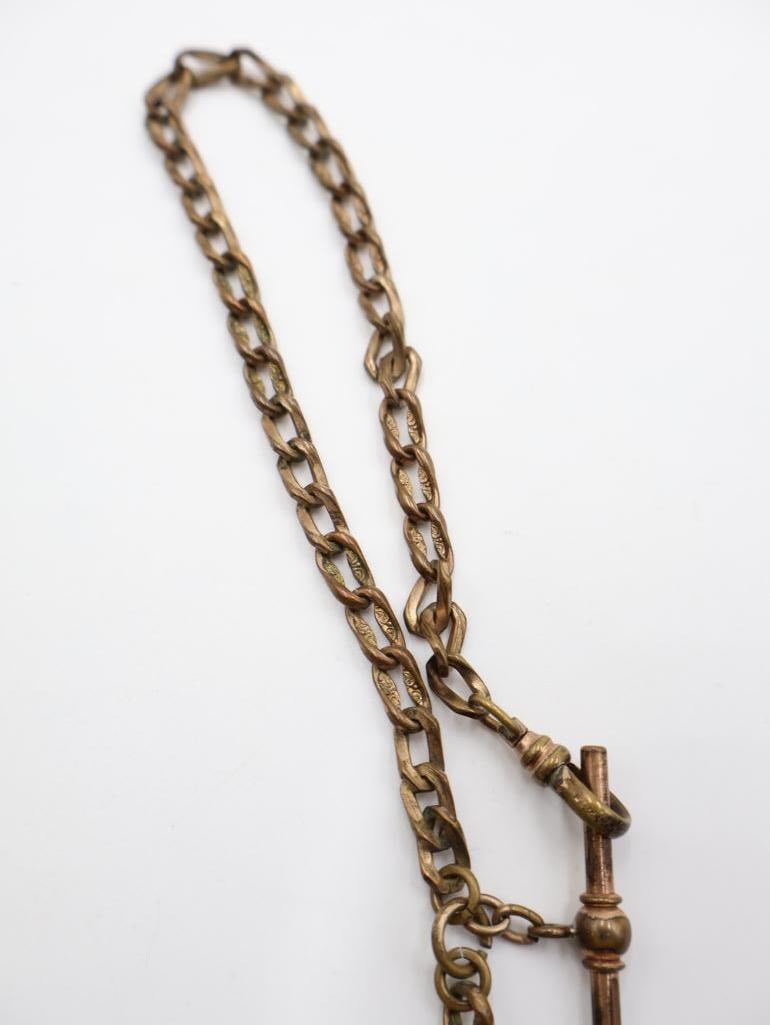 Antique Victorian-era Agate Masonic watch fob with a chain and T-bar - 7