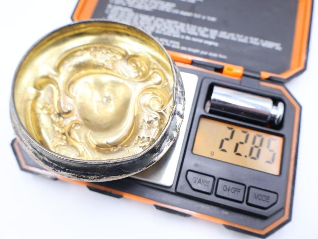 Vintage Sterling Silver Lidded Vanity Jar and Sterling Weighted Vase and Candlestick - 13