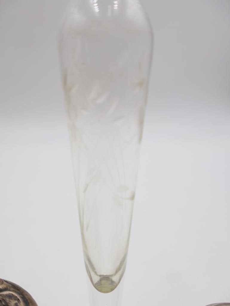 Vintage Sterling Silver Lidded Vanity Jar and Sterling Weighted Vase and Candlestick - 3