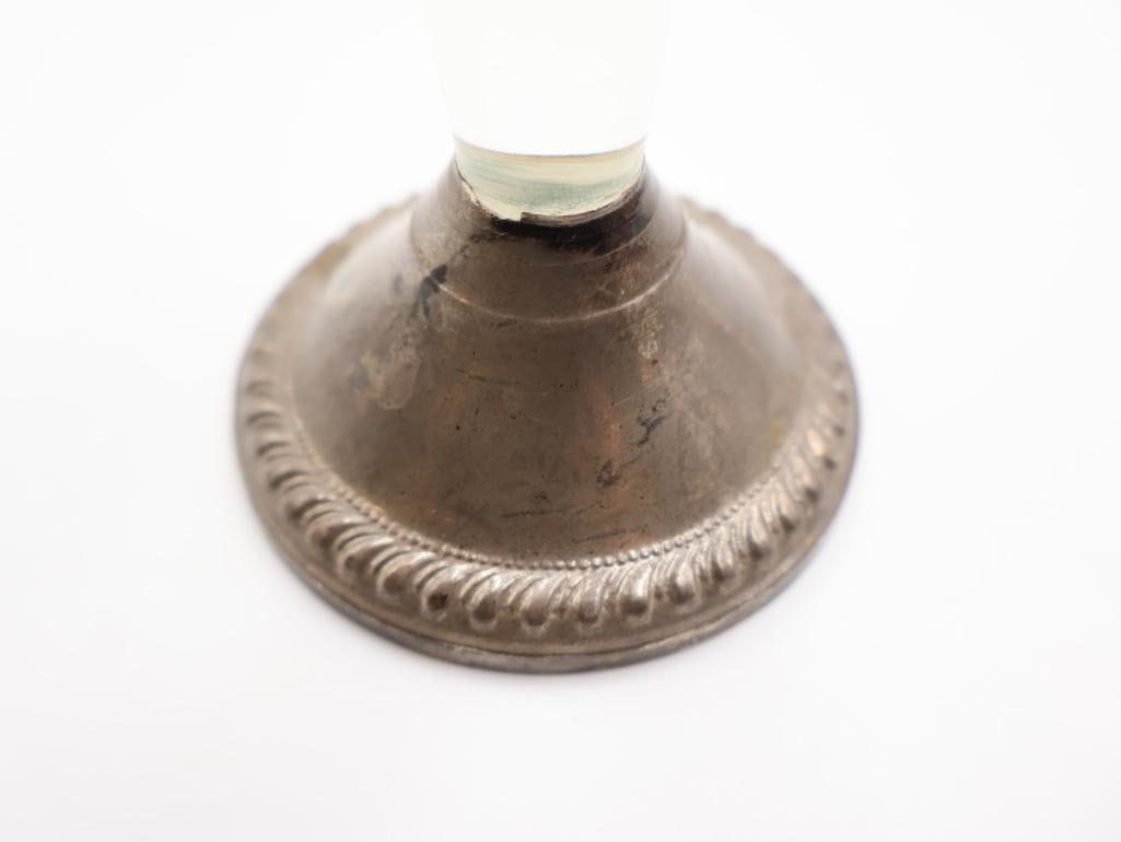 Vintage Sterling Silver Lidded Vanity Jar and Sterling Weighted Vase and Candlestick - 5