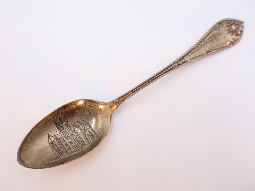 Four Antique Sterling Silver Spoons and one collectors spoon - 3