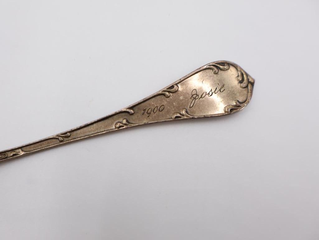 Four Antique Sterling Silver Spoons and one collectors spoon - 5