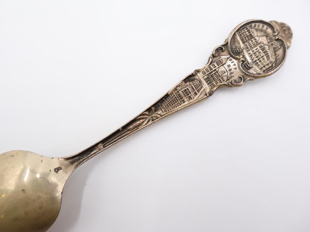 Four Antique Sterling Silver Spoons and one collectors spoon - 12