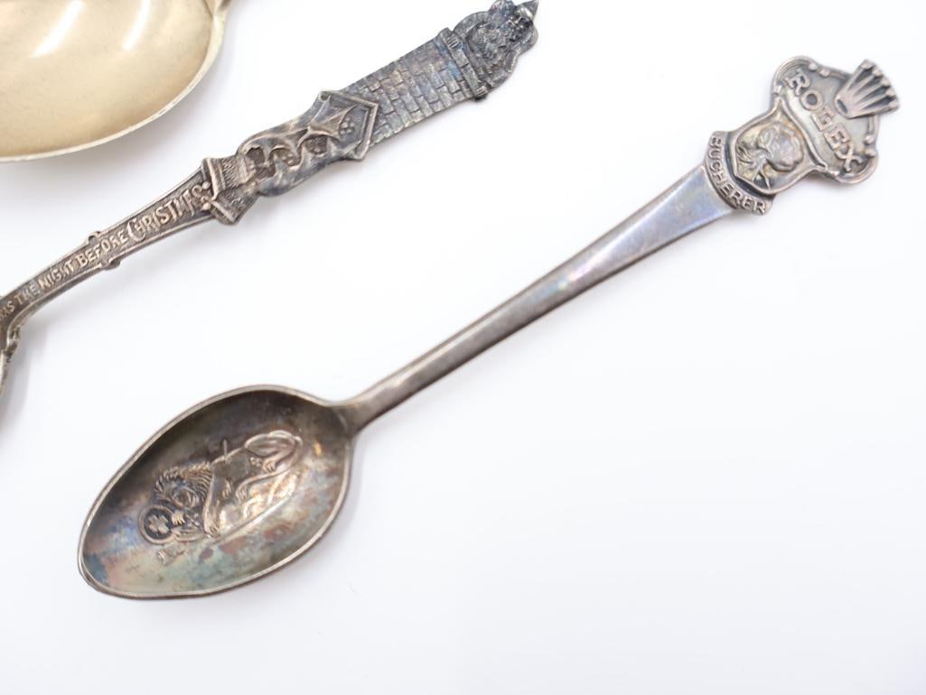 Four Antique Sterling Silver Spoons and one collectors spoon - 3