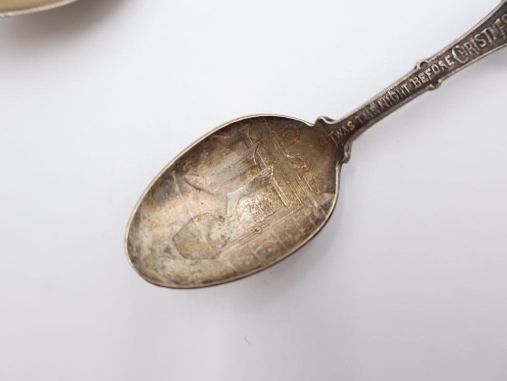 Four Antique Sterling Silver Spoons and one collectors spoon - 6