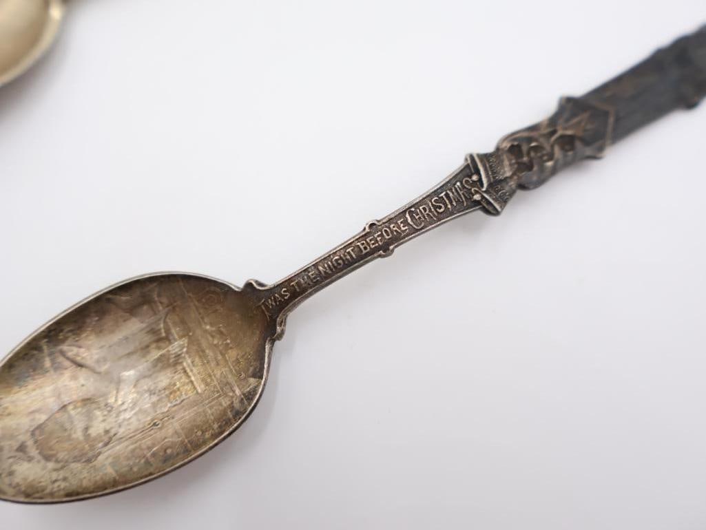 Four Antique Sterling Silver Spoons and one collectors spoon - 7