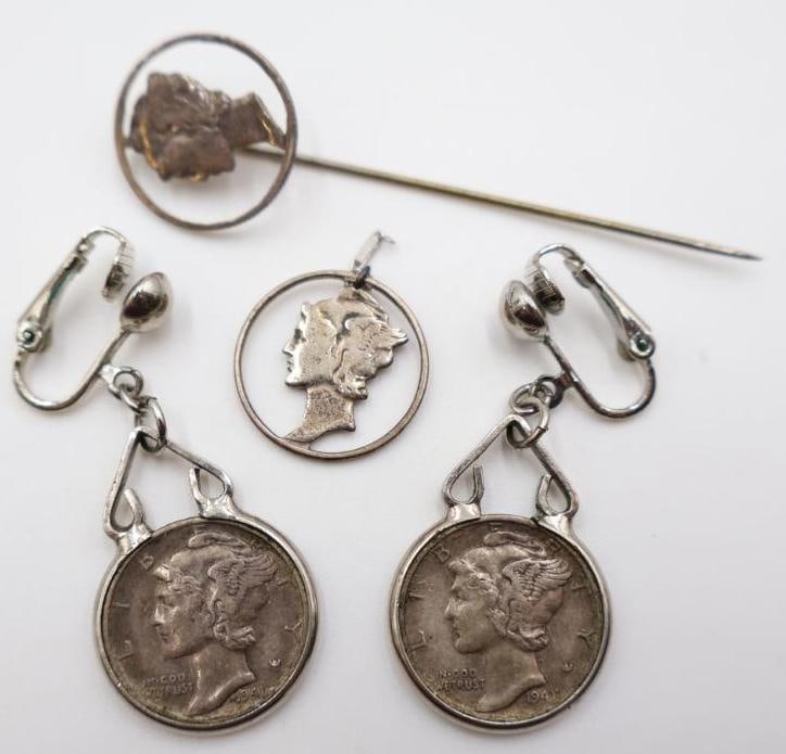 Collection of jewelry is crafted from genuine "Mercury" dimes - 2