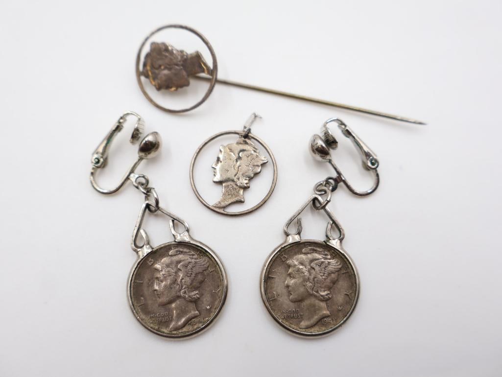 Collection of jewelry is crafted from genuine "Mercury" dimes - 3