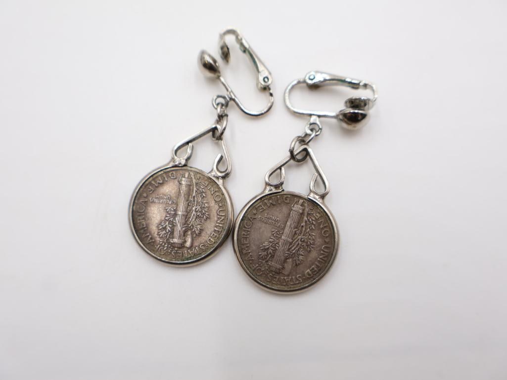Collection of jewelry is crafted from genuine "Mercury" dimes - 6